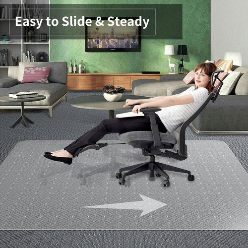 Office Chair Mat for Carpeted Floor, 63"x51" Clear Desk Mat for Carpet Large Protector Floor Mat On Low Pile Carpets, Easy Glide Rolling Plastic Floor Mat, Computer Chair Mat for Home Office