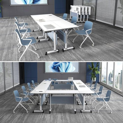 HDXZTQ 10PCS Conference Table, Folding Conference Room Tables with Flip-Top Design, Space Saving Mobile Seminars Dynamic Meetings Training Tables for Offices,Classrooms (10pack 47.2in)