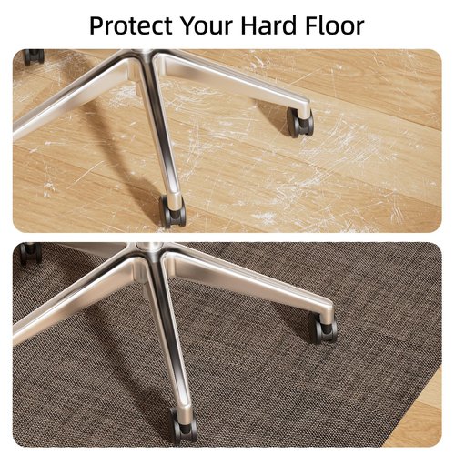Yecaye Office Chair Mat for Hardwood Floor, 36" x 48" Under Computer Desk Floor Protects for Rolling Chair, Non Slip PVC Woven Gaming Chair Mat, Not for Carpet (Brown)