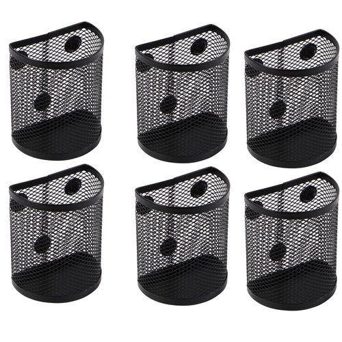 WERADNISH Magnetic Pen Basket Wire Mesh Magnetic Pen Holder for Locker Organizer, for fridge, 6 Packs Magnetic Marker Holder for whiteboard, Classroom and Office Supplies,Black