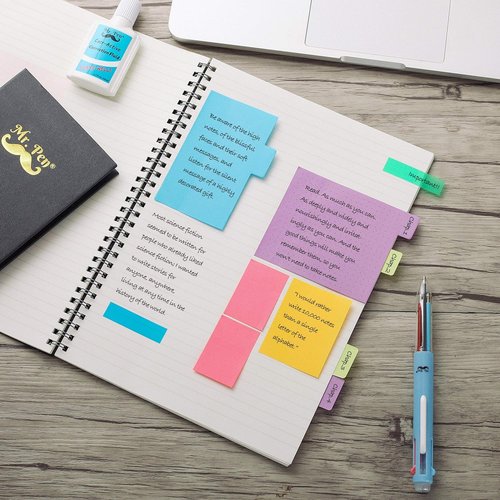 Mr. Pen Sticky Notes Set - 410 Pack of Colorful Planner Dividers & Book Tabs for School & Office