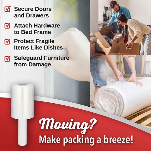 4 Pack 17.5" Clear Stretch Wrap and 2 Pack Mini Hand Stretch Wrap