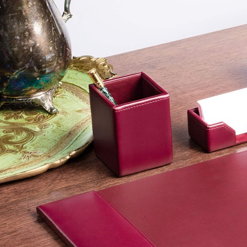 Dacasso Burgundy Bonded Leather Pencil Cup