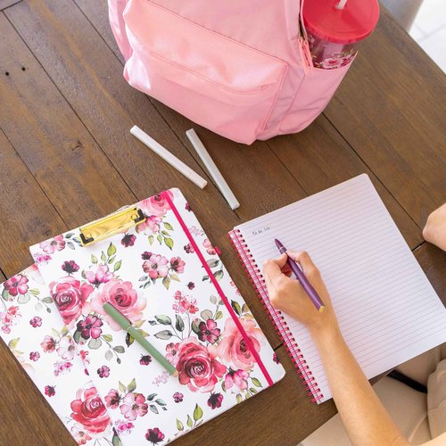Steel Mill & Co Cute Rose Floral 11" x 9.5" Large Spiral Notebook with Durable Hardcover and 160 Lined Pages Bundle with Floral Vines Large Spiral Notebook