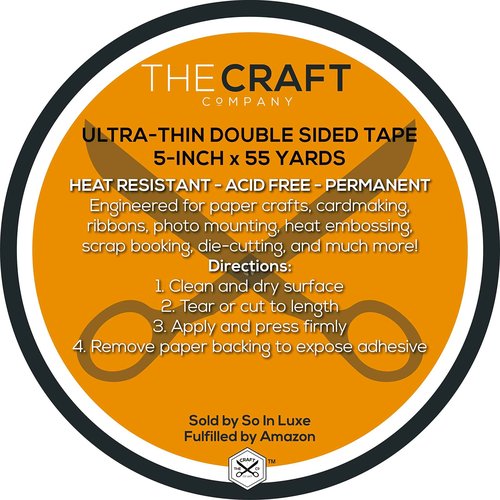 The Craft Co. Premium 5" Ultra-Thin Crafting Tissue Tape, Double-Side, Permanent, Paper Crafts, Die-Cutting, Scrap Booking, Heat Embossing, General Use [5-Inch x 55 Yards]