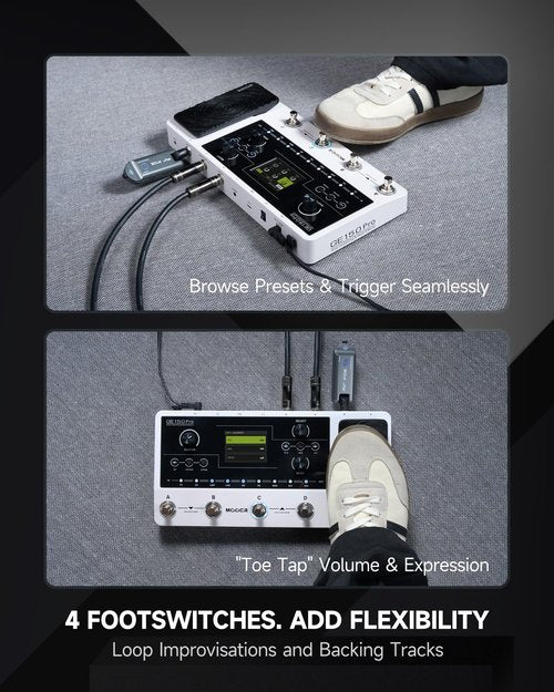 MOOER GE150 Pro Guitar Amp Modelling Multi Effects, Reverb, Delay, Looper Drum with 4 Footswiches, Expression Pedal, USB OTG Live Recording, MNRS GNR and GIR Loader