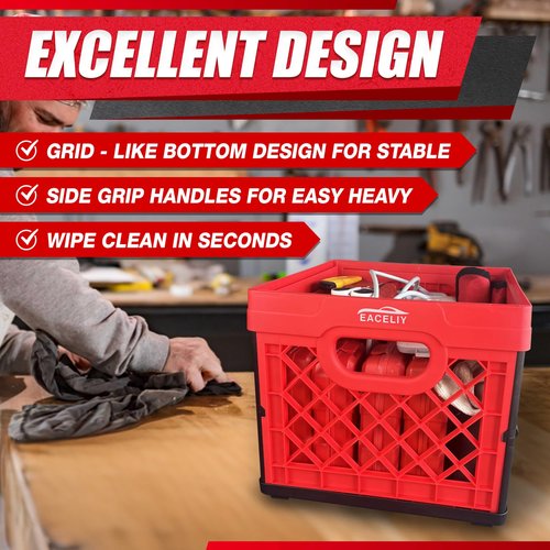 EACELIY 30.49L 2 PACKS Collapsible Stackable Storage Containers,2-Pack 30.49L Space-Saving Foldable Organizer Bins with Lids, Leakproof Kitchen Bathroom Garage Organizing Baskets