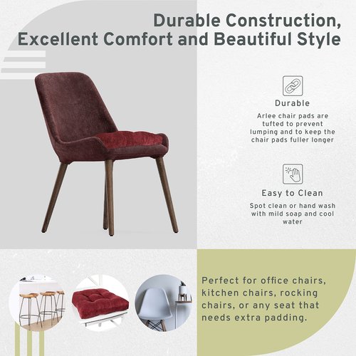 Arlee Memory Foam Non-Skid Chair pad, 2 Count, Burgundy