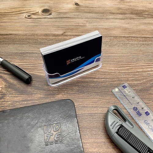 vrupin Business Card Holder for Desk - 16 Pack Acrylic Business Card Holder , Fits 30-50 Business Cards Display Business Card Stand Desktop Business Card Holders for Exhibition