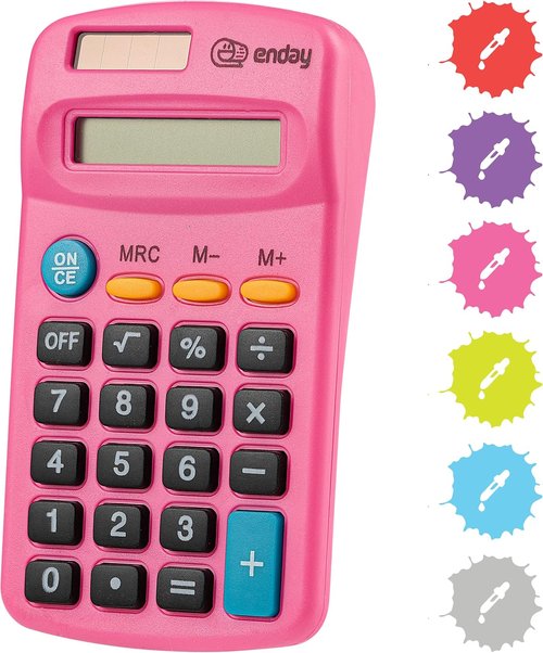Enday Solar & Battery Operated Calculator - Large Display, Four Functions | Available in Multiple Colors