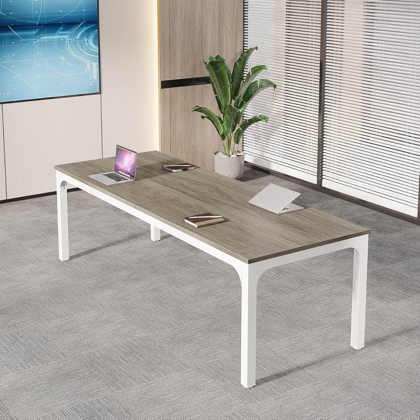 Tribesigns 13 FT Conference Room Table - Modern Oak Meeting Desk for Boardroom | 78.74" W x 27.56" D