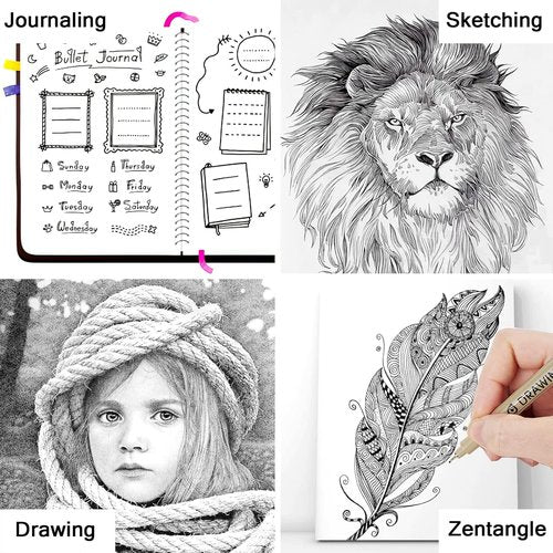 Muchcute Micro Fineliner Drawing Pens - 16 Black Waterproof Ink Markers for Professional Sketching
