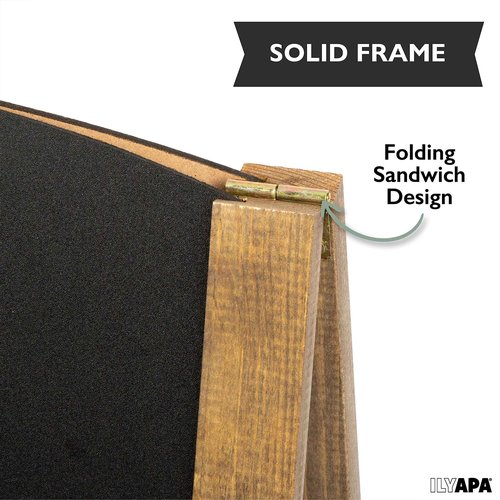 Ilyapa A-Frame Chalkboard Sidewalk Sign - Rounded Top Folding Standing Sandwich Sign for Restaurant, Office, Weddings - Rustic Barnwood, 18 x 31.5 in