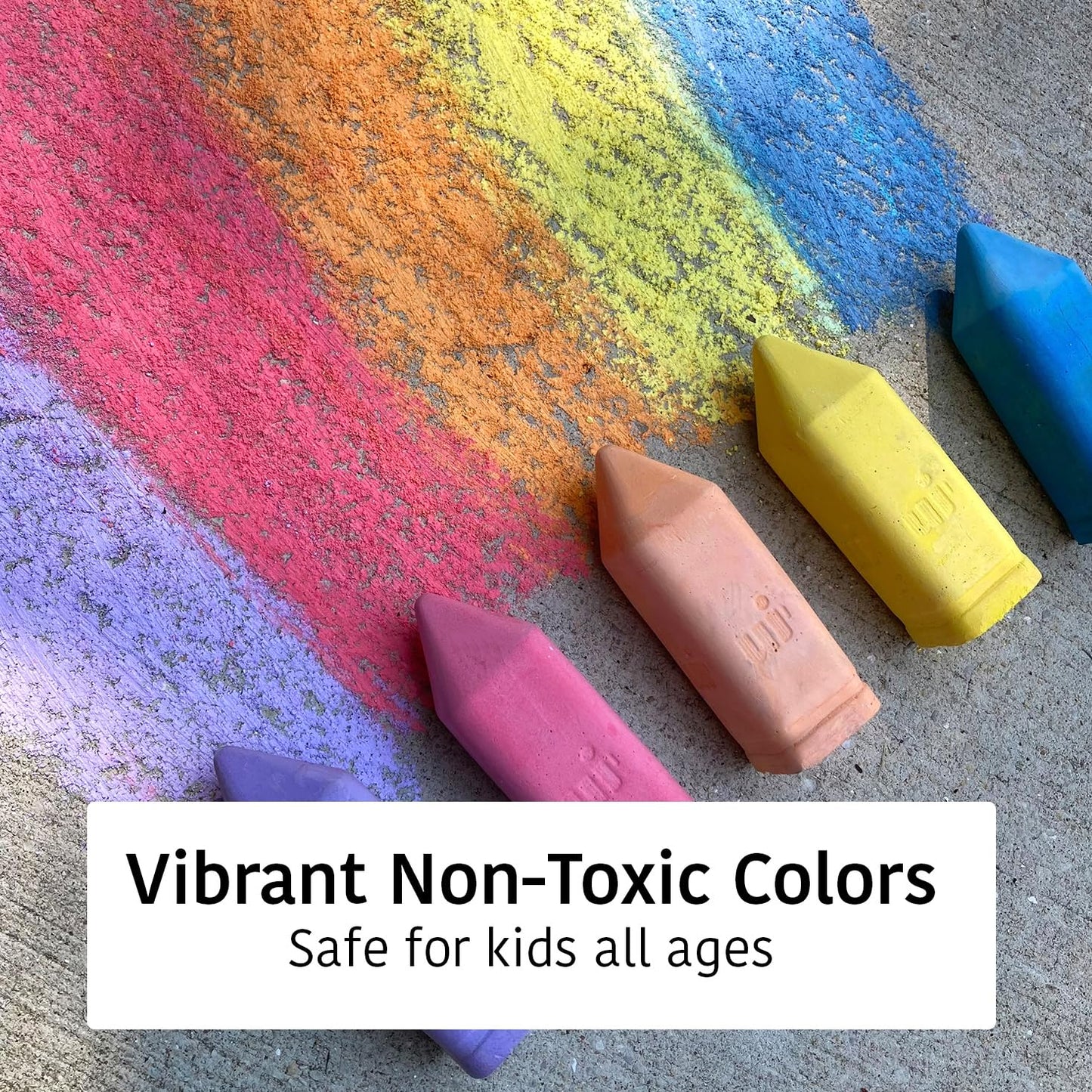 Urban Infant Non-Toxic Sidewalk Chalk for Toddlers and Kids - Washable Outdoor Jumbo Chalk - Rainbow