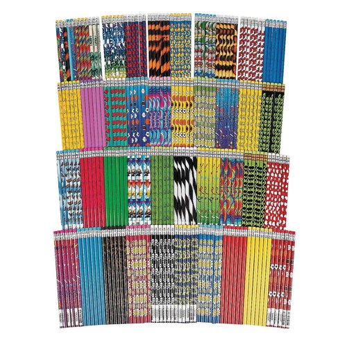 Mega Pencil Assortment - Assorted Bulk Pencils - 250 Designed Cute Pencils with Eraser for Classroom Prize, Kids Party Favors, Rewards, Prizes, Giveaways, Souvenirs, Carnivals, School Supplies