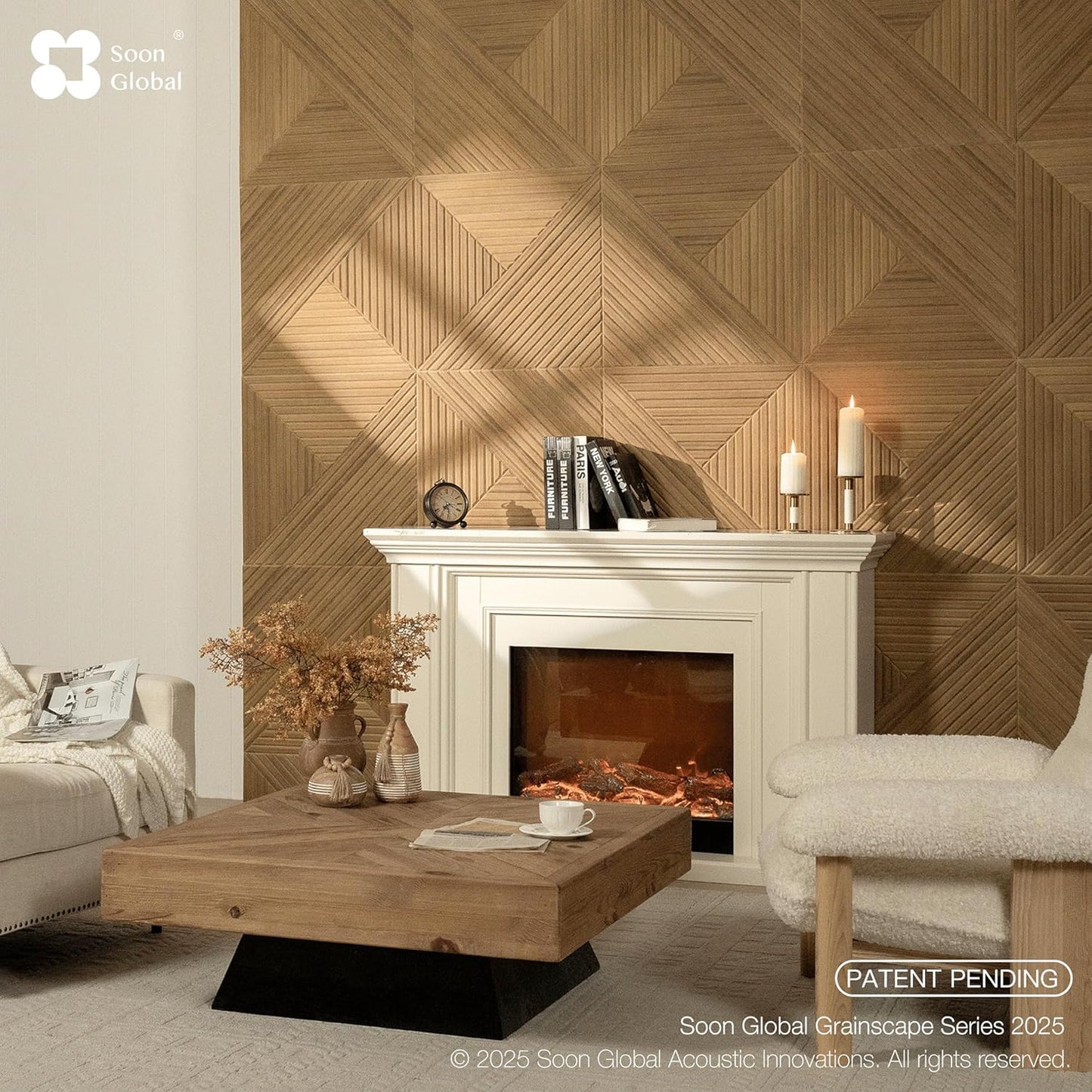 Soon Global Acoustical Wall Panels - 6-Piece Decorative Sound Absorbing Art | 23.62" x 23.62" Arcadian Vortex