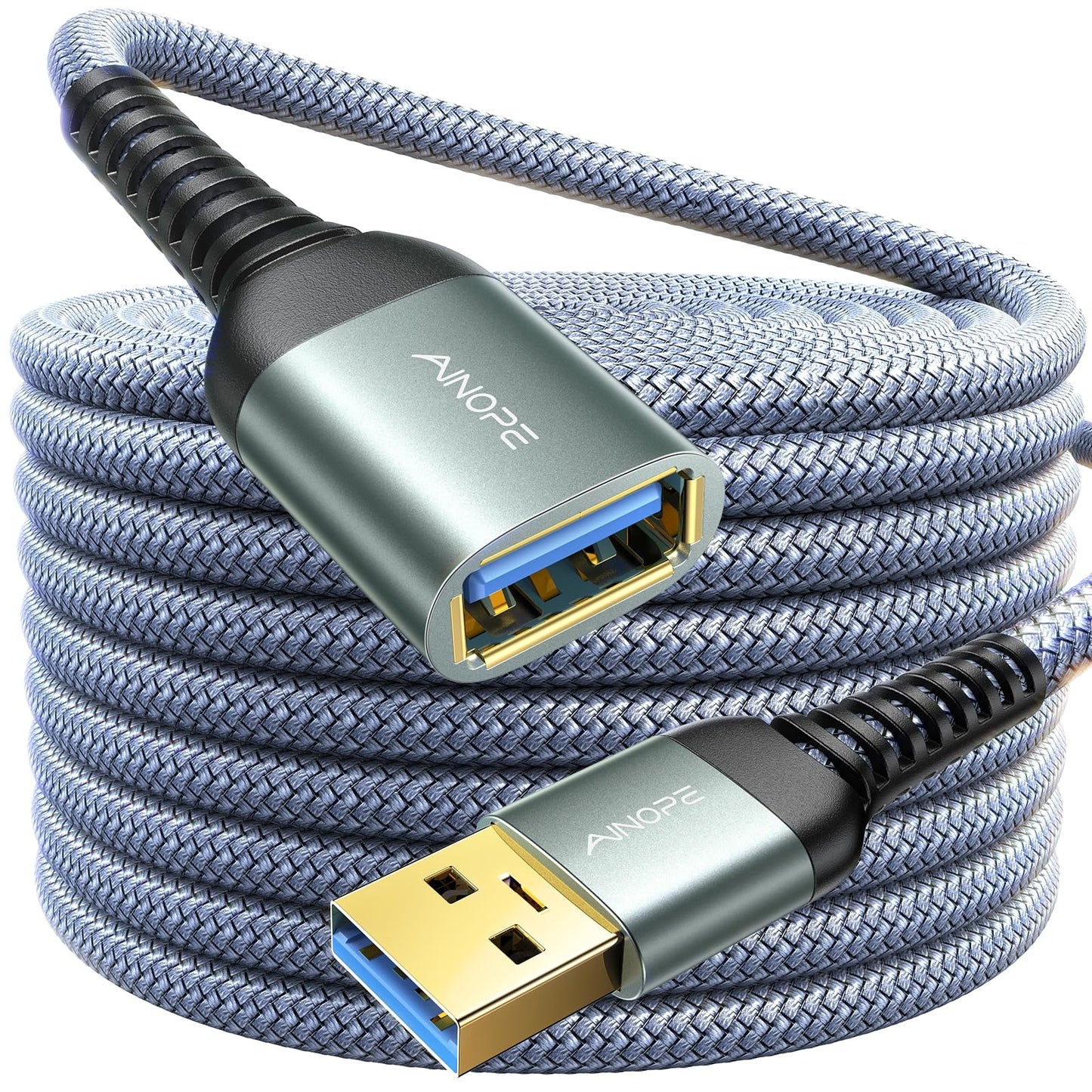 AINOPE USB Extension Cable,USB Extender,USB 3.0 Extension Cable, Male to Female Cord High Data Transfer Compatible with Webcam,USBKeyboard,Flash Drive,Hard Drive,Printer,20FT,Grey