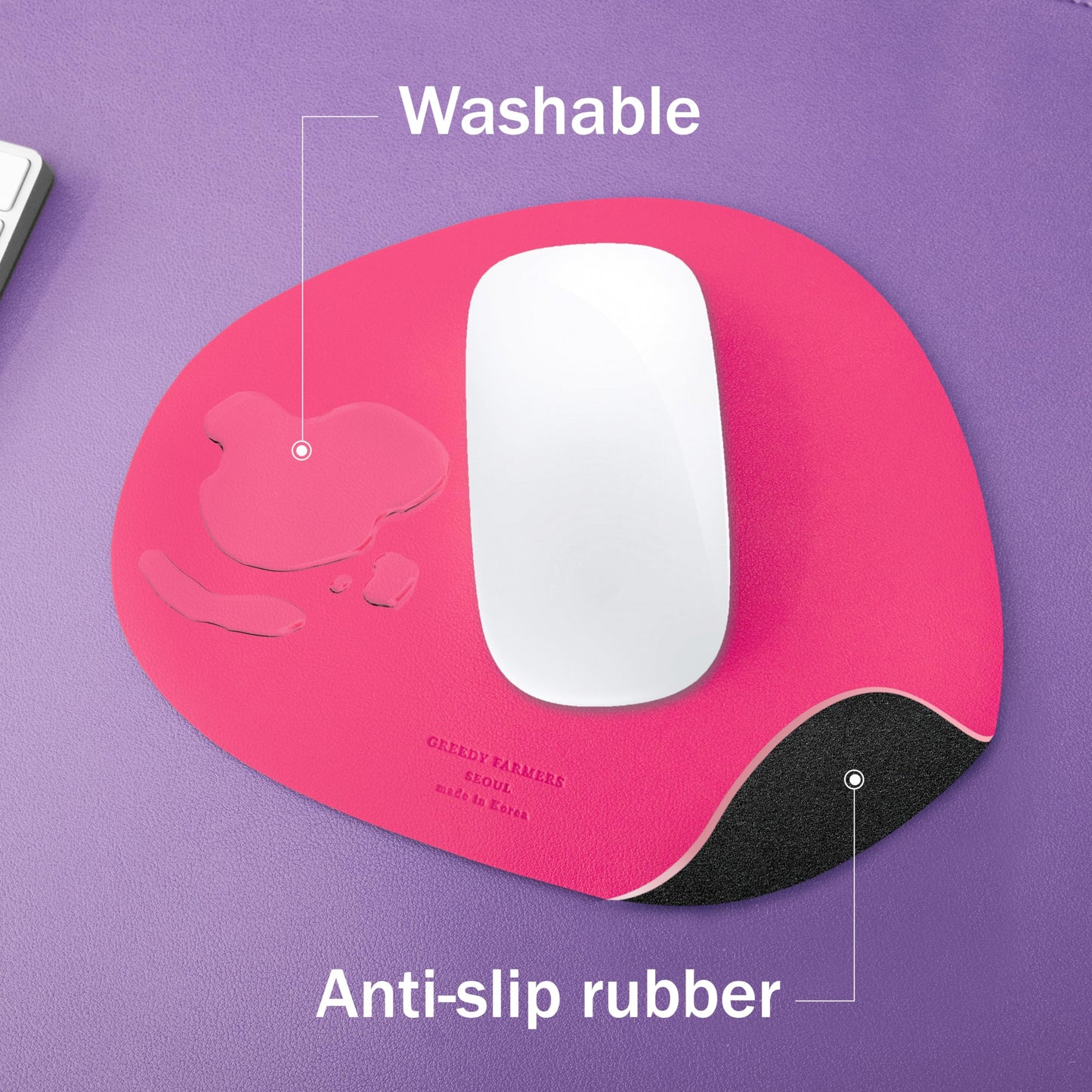 GREEDY FARMERS Mouse pad, Non-Slip Washable Waterproof Computer Mouse pad (Hot Pink)