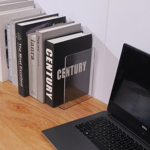 Clear Bookends for Heavy Books,8pcs Acrylic Book Shelf Organizer for Desk,Plastic Heavy Duty Book Holders Standand Invisible Bookshelf Dividers Decorative,Suitable for Office Home Weighted Bookends