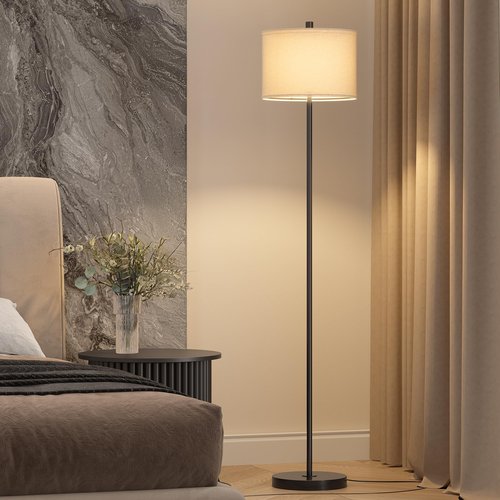 Oneach 61" Farmhouse Industrial Floor Lamp for Living Room Standing Floor Lamp Rustic Floor Lamps for Living Room Bedroom Tall Lamps with Rotary Switch for Bedroom with Natural Linen Lamp Shade