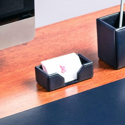 Dacasso Navy Blue Bonded Leather Business Card Holder