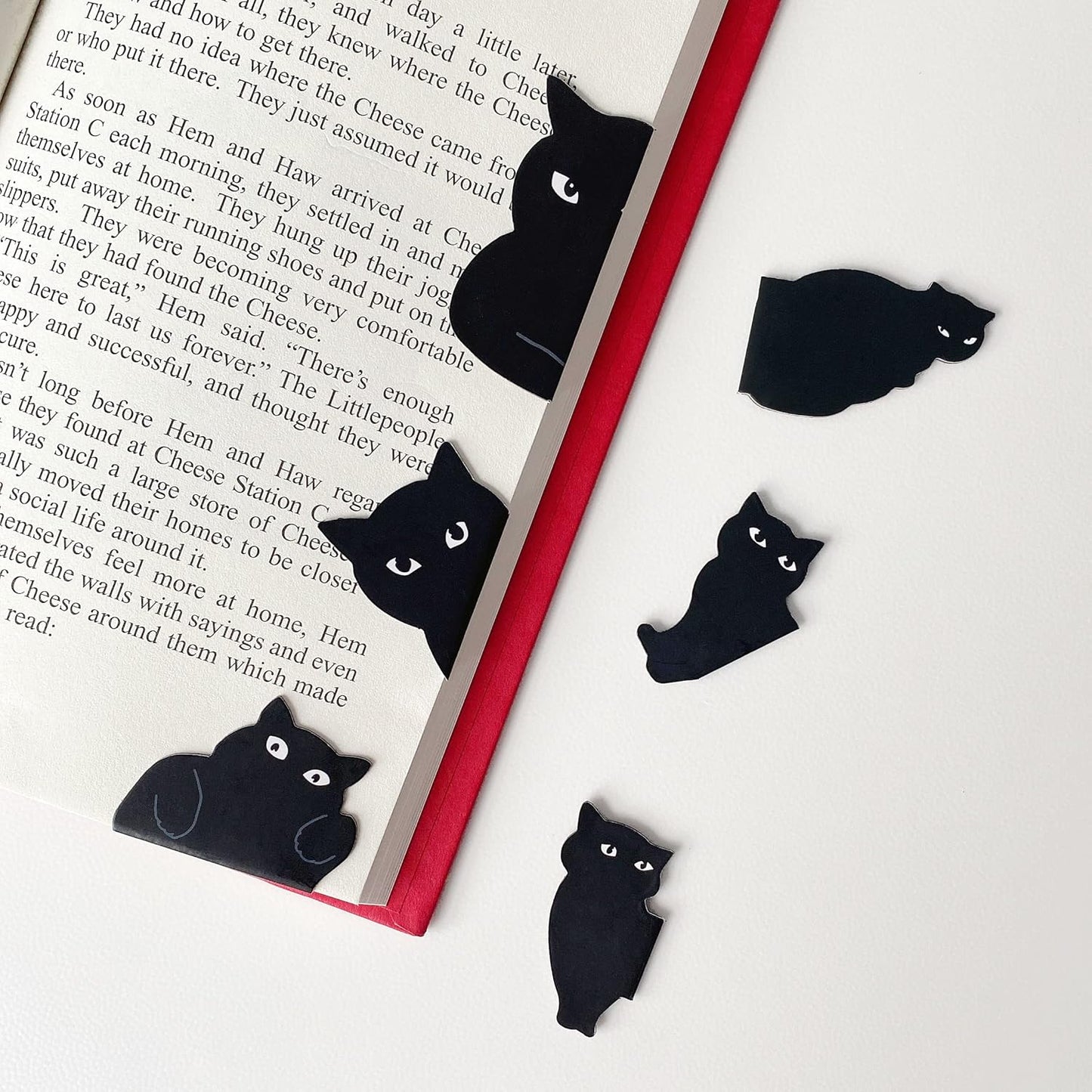 Skiennix Magnetic Bookmarks - 12 Assorted Cute Clip Set for Teachers & Book Lovers | Kawaii Cat Design