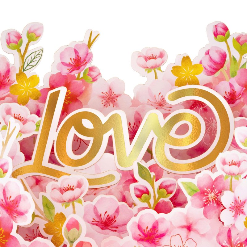 DESIMPLE Sweet Cherry Blossom Pop Up Card, 7 Inch Flower 3D Greeting Card with “Always & Forever” Heart, Romantic Anniversary Card for Valentine’s Day, Birthday, Includes Envelope & Message Note