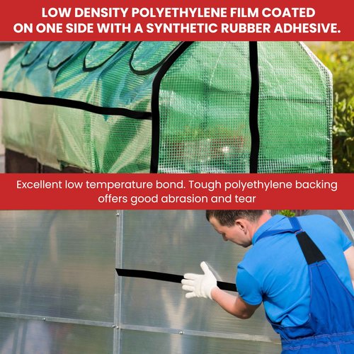 GGR Supplies T.R.U. LDPE Heavy-Duty Greenhouse Polyethylene Repair Weatherseal Film Tape. Long Term UV Exposure Ideal for Sealing and Seaming. (Clear, 6" X 36 Yards)