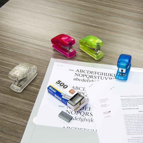 BAZIC Products Mini Stapler w/500 Staples, Standard (26/6) Built-in Staple Remover, Soft Grip 12 Sheets, Portable Small Staplers for Home Office School, 24-Pack