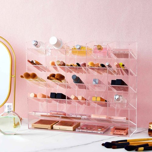 MotiMind Acrylic Pen Organizer Storage for 300 Markers Vertical Marker Organizer Acrylic Pen Display Holder for Office Desk Desktop Stationery Pencil Storage, Clear, 15 x 4 x 12.4 Inch