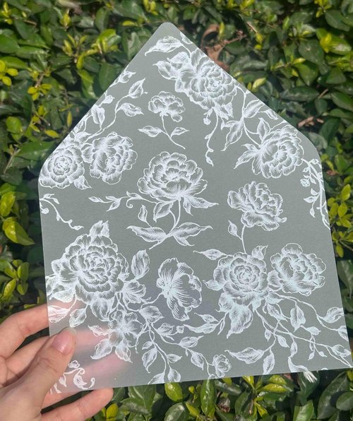 Skiennix 100 Pack Envelope Liners - Elegant White Floral Vellum for 5x7 Wedding Invitations | A7 Euro Flap