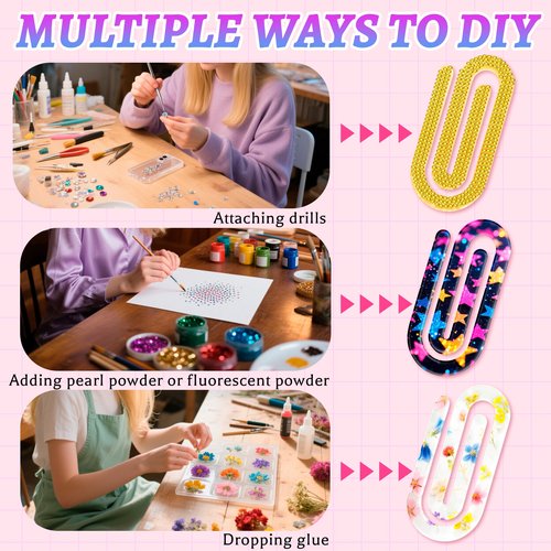 Joyclub 12 Pcs Sublimation Blanks Bulk Acrylic Jumbo Paper Clips Bookmarks 4" x 2" for Heat Transfer Teacher Office School Home Supplies DIY Craft Decor Gifts