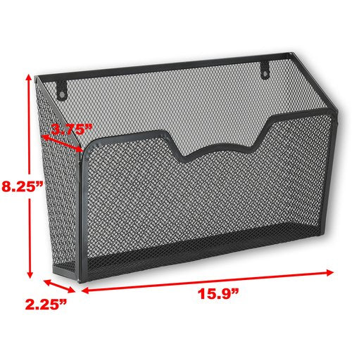 Simple Houseware Wall Mount Single Pocket File Organizer Holder, 3 Packs, Black