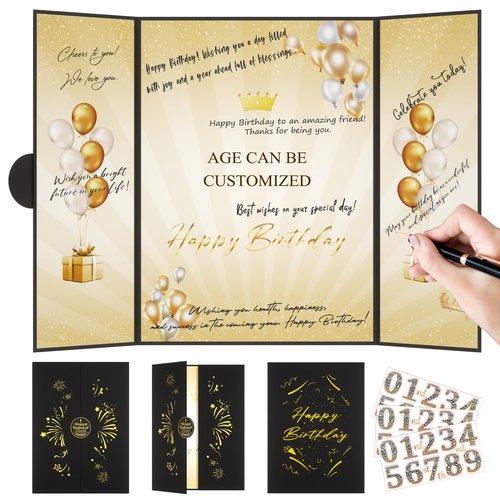Pranski Black Gold 1st-99th Happy Birthday Party Decorations 18"x12" Birthday Guest Book for Men Women Suitable for All Ages Birthday Gifts Birthday Card