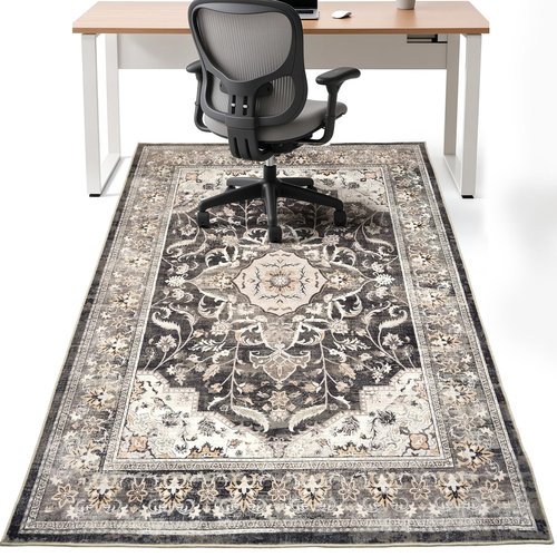 Large Office Chair Mat Desk Chair Mat for Hardwood Floor, Easy Glide for Office Home Gaming for Tile Floor,Large Floor Protector Rug,Anti-Slip, Fauxwool Three-Layer Material (Brown, 48x60)