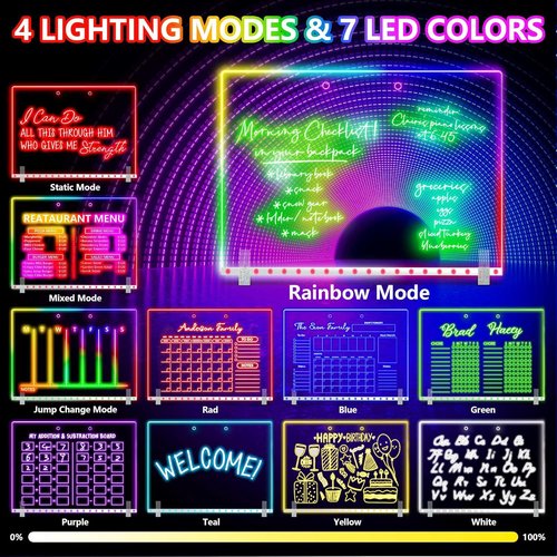 Skiennix 16" LED Drawing Board - 4 Modes Colorful Light-Up Art & Writing Board for Kids & Adults | Perfect Easter Gift