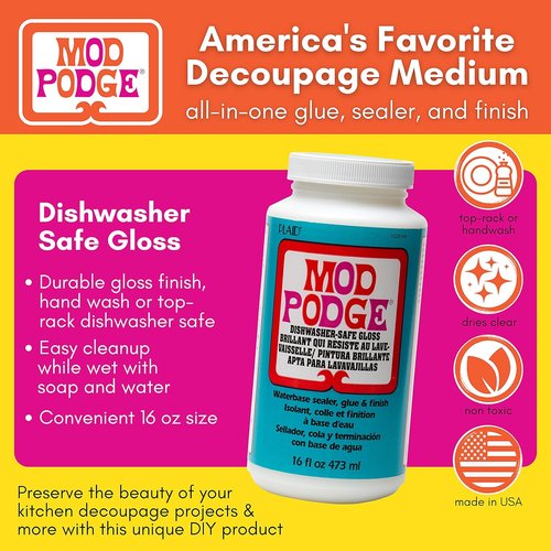 Mod Podge Dishwasher Safe Sealer - Gloss Finish for Crafts | 16-Ounce CS25139