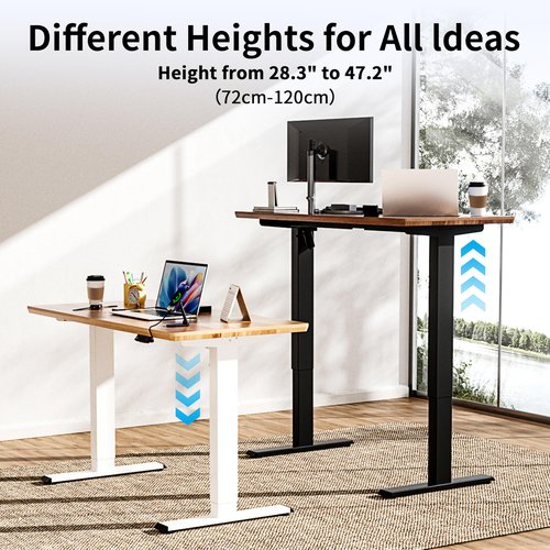 BIZUM Electric Standing Desk Frame, Height Adjustable Sit Stand Desk Base with Memory Preset Button, USB Port for Home Office, Black Frame Only
