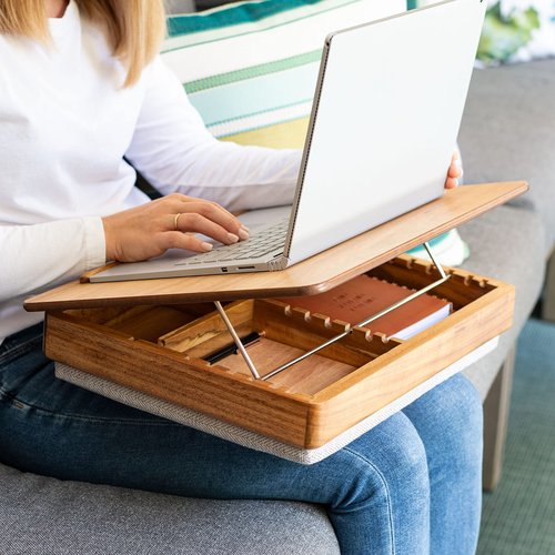 ROSSIE Home Acacia Wood Easel Lap Desk with Storage - Natural - Fits up to 17.3 Inch Laptops - Style No. 76516