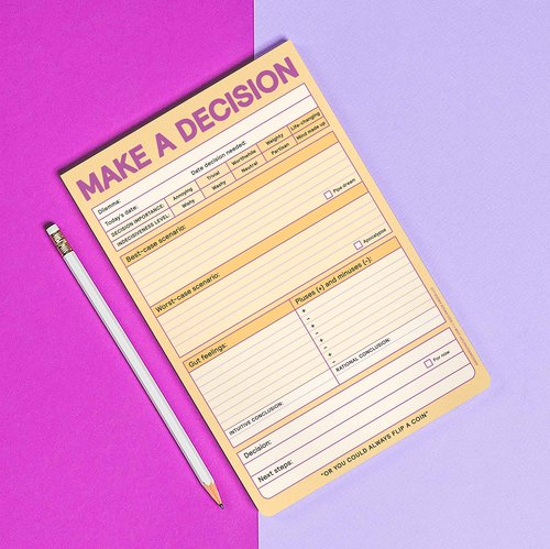 6-Count Knock Knock Make a Decision Pads, Checklist Funny Office Notepads, 6 x 9-inches each (Pastel)