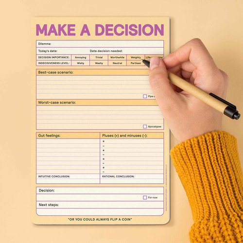 6-Count Knock Knock Make a Decision Pads, Checklist Funny Office Notepads, 6 x 9-inches each (Pastel)