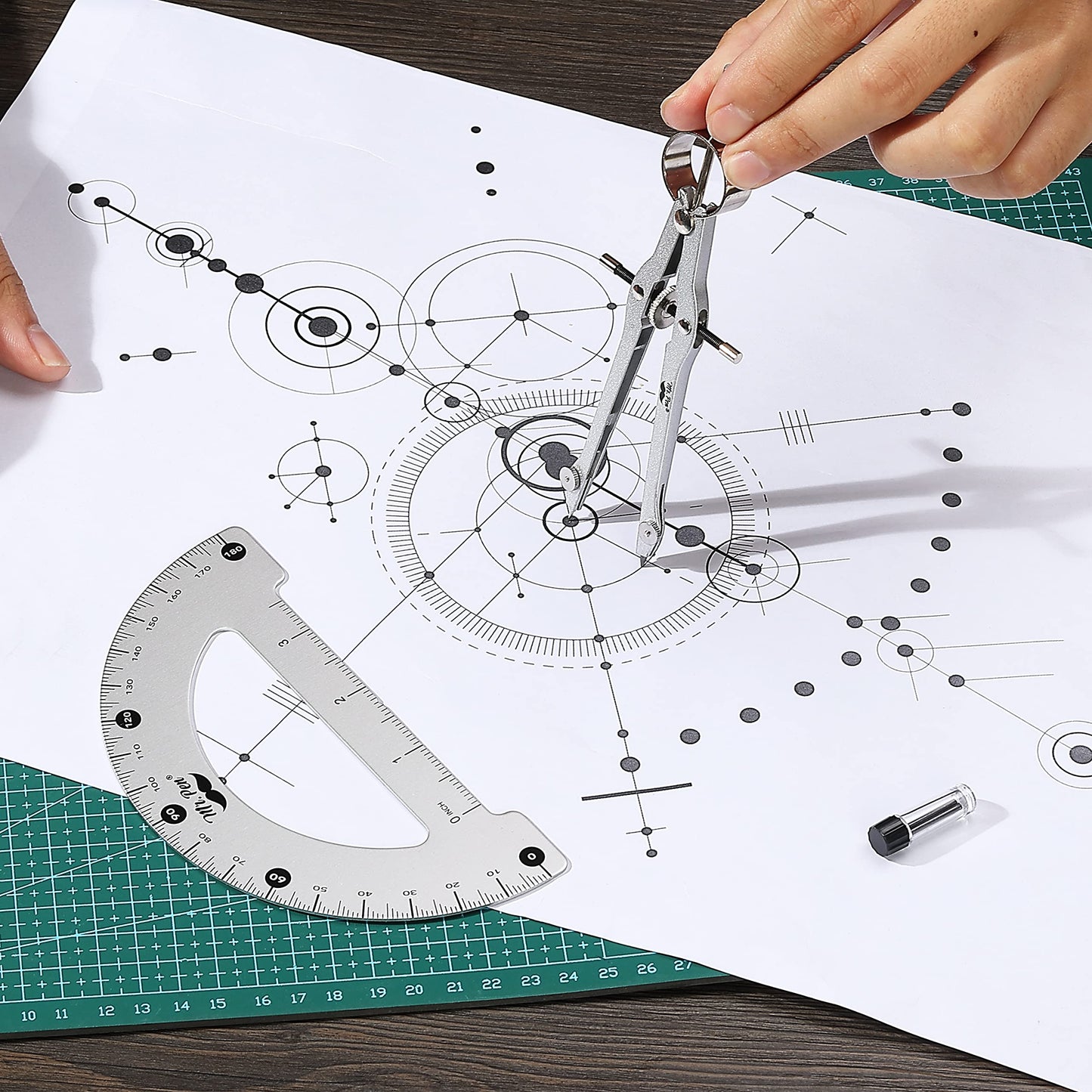 Mr. Pen- Metal Protractor and Metal Compass Set, Compass for Geometry