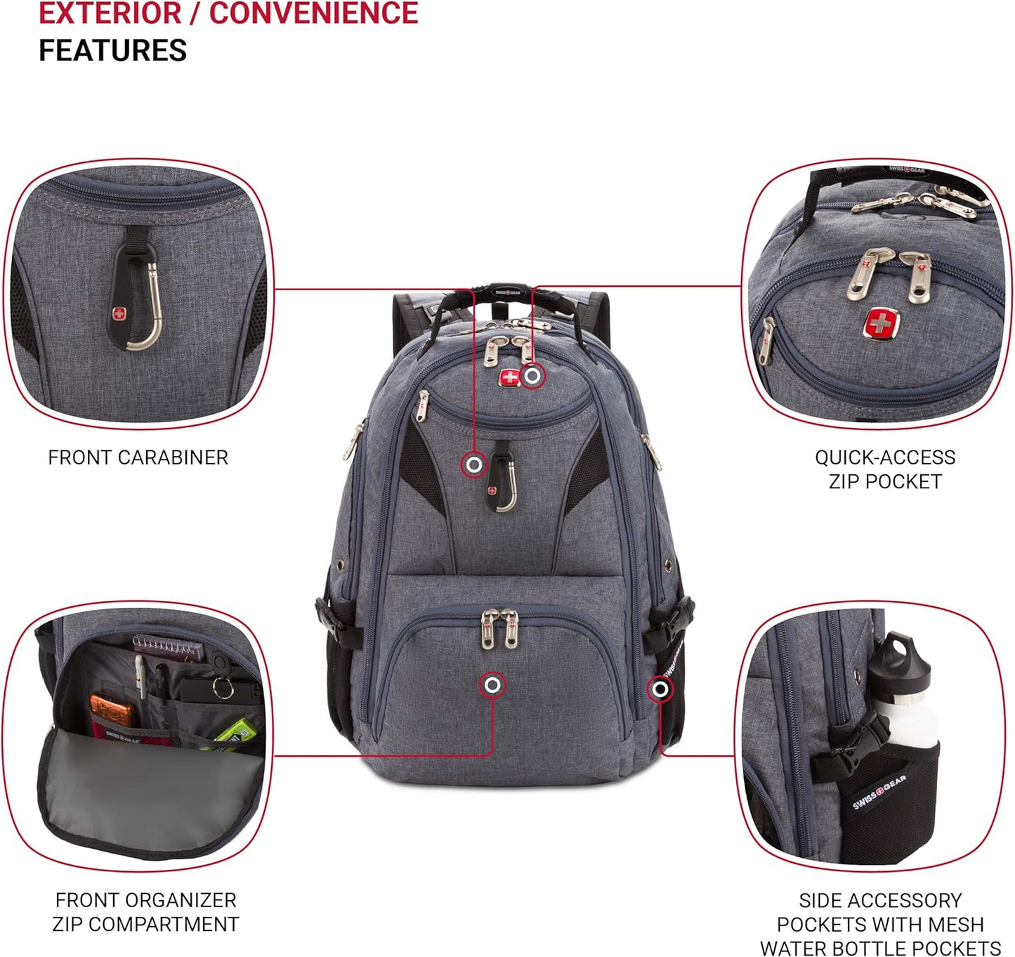 SwissGear 5977 Laptop Backpack - TSA Friendly Design for 17-Inch Laptops | Perfect for Travel & School - Grey