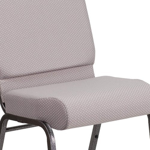 Flash Furniture HERCULES Series 21''W Church Chair in Gray Dot Fabric - Silver Vein Frame