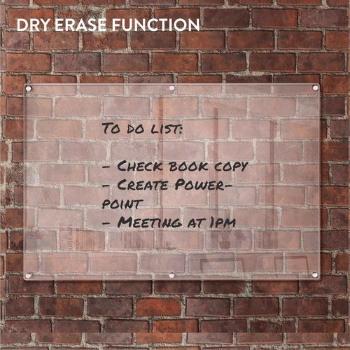 Navaris Acrylic Dry Erase Board - 60 x 90 cm - Clear Memo Board for Wall - Floating Transparent Wipe Board - Wall Mounted Landscape or Portrait - Large