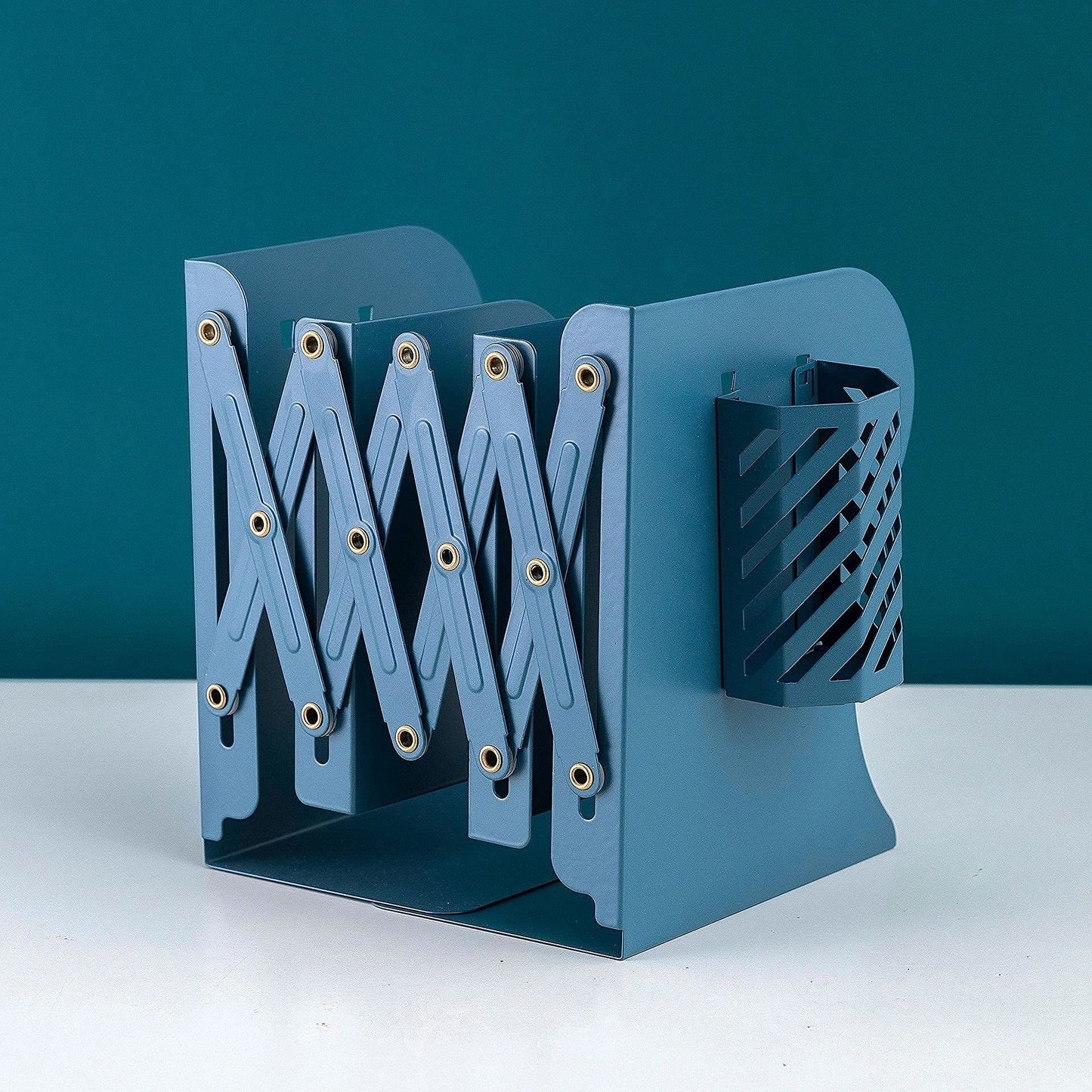 Gardesk Adjustable Bookends Metal Book Ends for Heavy Book Holder Heavy Duty Bookends Nonskid Bookcase Desktop Book Organizer Binder Holder (Blue)