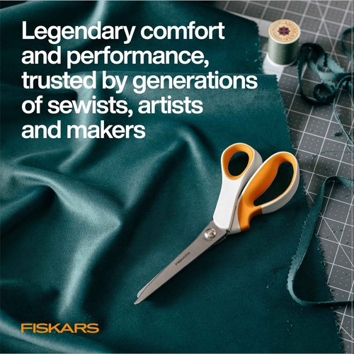Fiskars Pinking Shears, Gifts for Mom, Fabric Scissors with Ergonomic Handle,Zig Zag Edge and Stainless Steel Blades, Orange/White