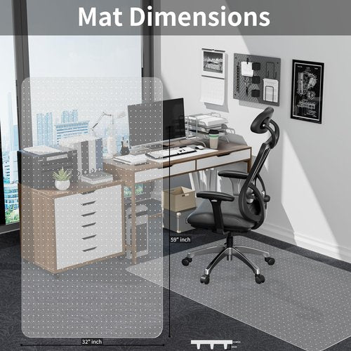 Cybstrax Heavy Duty Office Chair Mat for Carpets, 59" x 32" Computer Desk Chair Mat for Carpeted Floors, Hard Material Carpeted Floor Mats Protector for Home Office