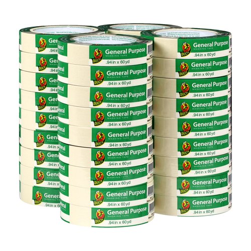 Duck Brand General Purpose Masking Tape, 0.94 Inches by 60 Yards, Beige, 36 Rolls per Pack (286655)