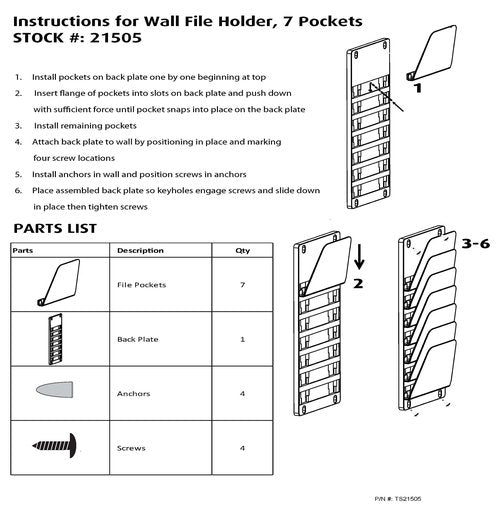 Officemate Wall File Holder, Letter/Legal, 7 Pockets, Black (21505)